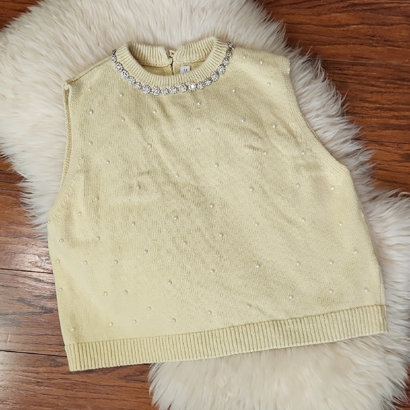 Zara Tops - Zara Jewel & Pearl Sleevless Sweater Tank